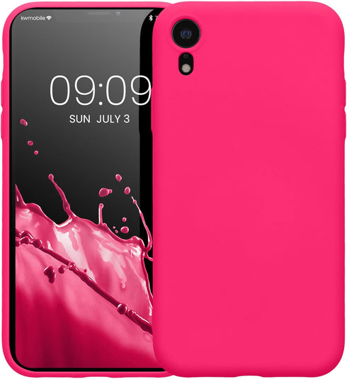 kwmobile Case Compatible with Apple iPhone XR Case - Slim Protective TPU Silicone Phone Cover - Neon Pink...