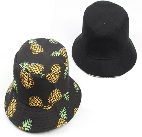 Banana Print Bucket Hat Fruit Pattern Fisherman Hats Summer Reversible Packable Cap...