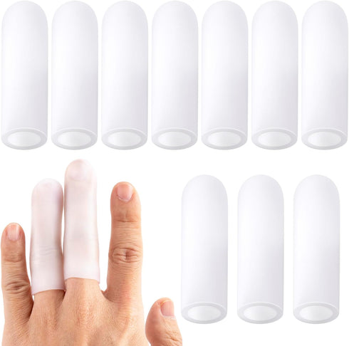 ANCIRS 10pcs Gel Finger Support Protector Caps Gloves, Gel Finger Cots/Covers, Silicone Fingertips for Hands Cracking, Eczema Skin, Trigger Finger...