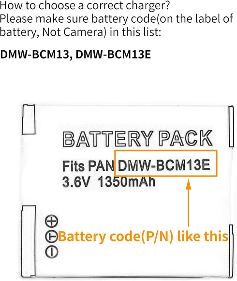 DMW-BCM13 USB Charger for Panasonic DMC-TZ55, DMC-TZ60, DMC-TZ61, Lumix DMC-FT5, DMC-TS5, DMC-TZ70, DMC-ZS40, DMC-ZS50 Camera and More...