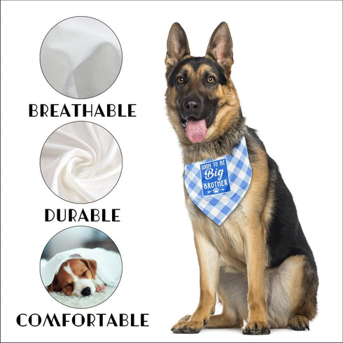 Dog Bandana, Soon to Big Brother Dog Bandana, Dog Scarf Classical Plaid Printing, Dog Scarf Accessories, Dog Bandana Pet Scarf, Pet Plaid Scarf Ge...