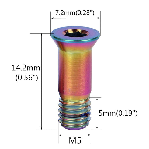2PCS Titanium Bicycle Rear Derailleur Jockey Wheel Bolt M5x14.2mm (Rainbow)...