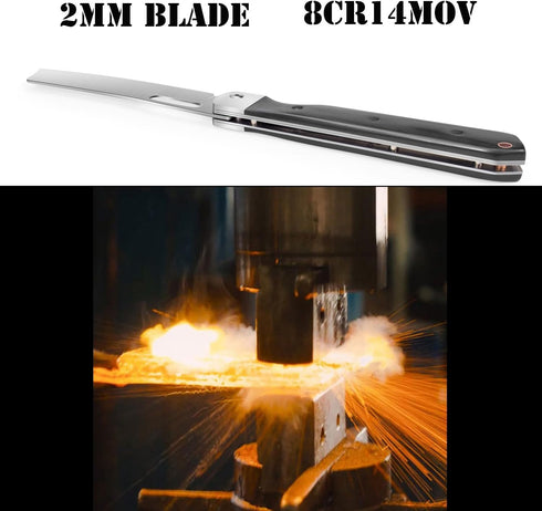 Kitchen Knife Folding Chef Knife 4 inch Sharp 8Cr14Mov Stainless Steel Blade Black Wood Handle Pocket Japanese Style Universal knife for Outdoor C...