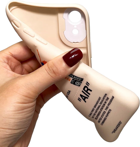 Sports Shoes Brand Puffer Silicone Phone Case for iPhone XR 6.1 inch, Sneakers Ins Classic Cool Label Pattern Soft TPU Full Body Protective Puffy ...