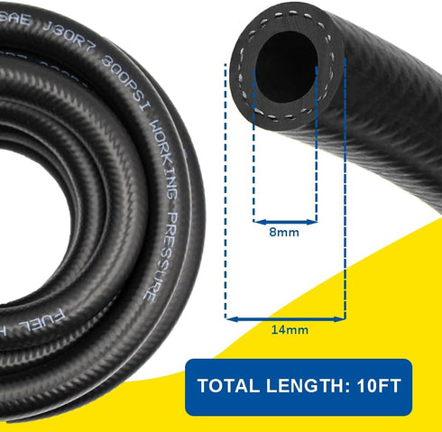 5/16 Transmission Cooler Hose SAE 30R7 Standard 10FT 300PSI Wroking Pressure - Perfect for Coolant, Engine Oil, and Fuel Line Application...