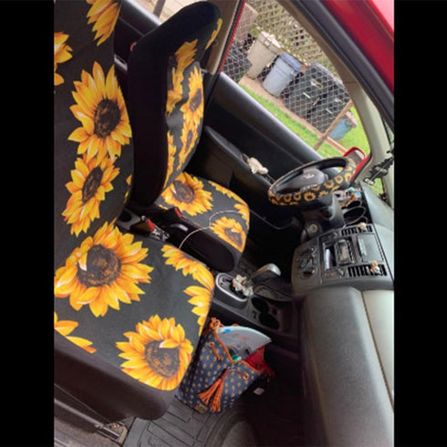 Car Front Seat Covers, Universal Blue 3D Animal Wolf PrintingCar Seat Protector Seat Cushion Full Cover Fit Most Car,Truck,SUV,Van (Sunflower-2PC)...