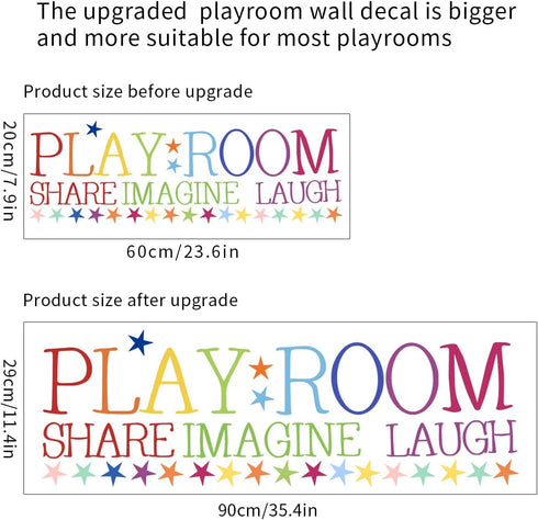 Playroom Wall Decor Kids Playroom Wall Decals Share Imagine Laugh DIY Wall Stickers for Nursery Playroom Decoration (Crazy Orange)...