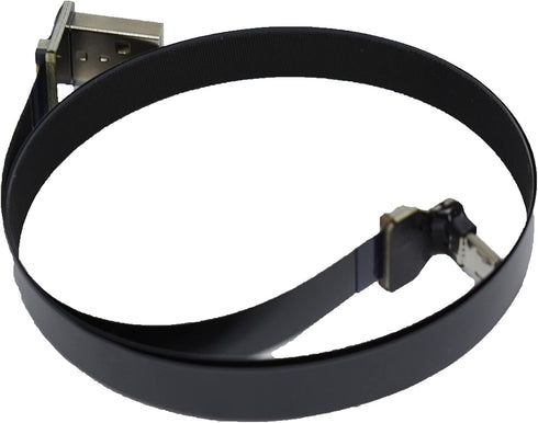 Long Flat Slim Thin Ribbon FPC Micro USB Male 90 Degree Angled up to Standard USB A Male 90 Degree Angled for sync and Charging Black (80CM Micro ...