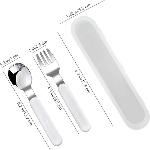 VANRA 2-Piece Children Fork And Spoon Set 18/10 Stainless Steel Child Flatware Set Kids Utensils Set with Case for Lunch Box...