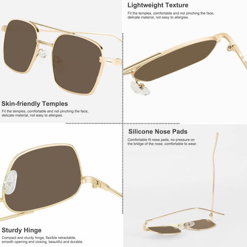 FEISEDY Fashion Square Aviator Sunglasses Women Men Trendy Retro Metal Frame Sun Glasses Candy Color Lens B1036...