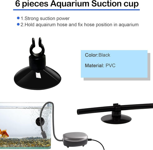 19.68 feet Black Aquarium Airline tubing 6 air Stone for Aquarium 6 Aquarium Check Value for Fish Tank 6 Aquarium Suction Cups 3 Each Aquarium air...