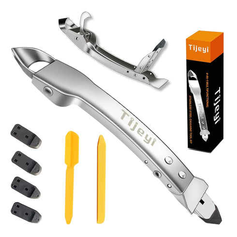 Caulking Tool Kit Stainless Steel Grout Removal Tool,4 in 1 Tile Caulk Remover Tool,Silicone Scraper Caulk Finishing Tools for Kitchen Bathroom Fl...