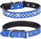 Rhinestones Dog Collar, Adjustable Sparkly Crystal Studded Genuine Leather Pet Dog Collar for Small and Medium Breeds (S fit Neck 11-13", Dark Blu...