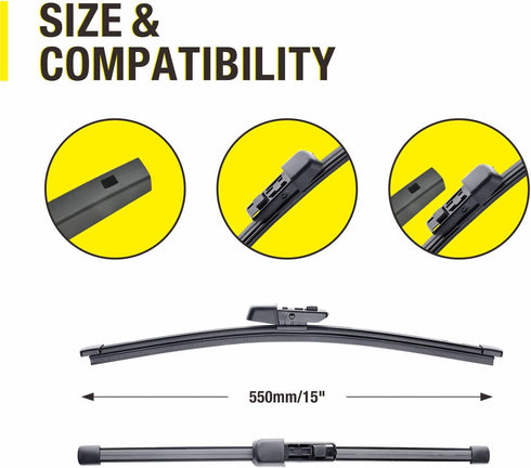 3 Wipers 25"/22"/15" Replacement For VW Volkswagen Tiguan 2022 2021 2020 2019 2018 (Set of 3), 25 Inch+22 Inch Windshield Wiper Blades with 15 Inc...