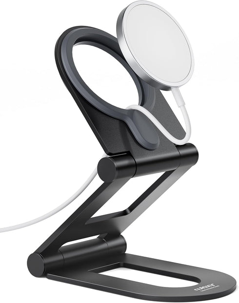 Nulaxy Dual Folding Phone Stand for MagSafe Charger (MagSafe Charger Not Included), Fully Adjustable Aluminum Magsafe Charging Desk Mount Holder, ...