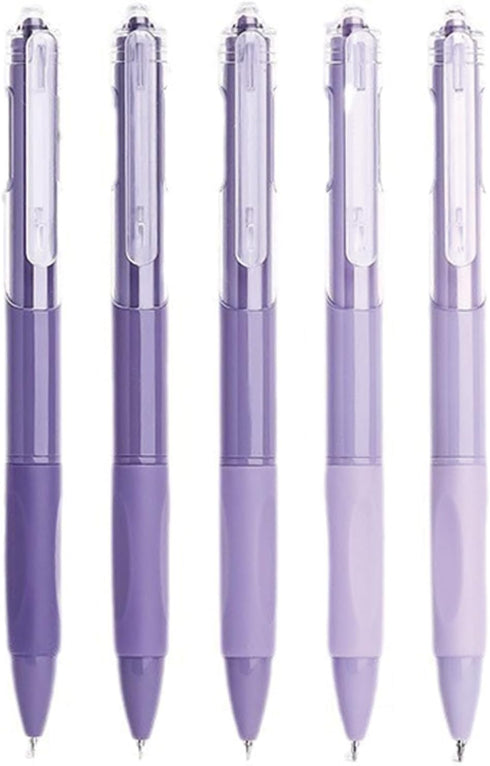 5 Pcs Gel Ink Pens Retractable Pens Purple Pen 0.5mm Black Ink Pen Writing Pens Office School Supplies for Girls Boys Women Men (Purple)...