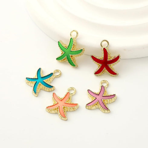 Gold Plated Enamel Starfish Charms Pendants for Jewelry Making,Five-Pointed Star Pendants,Alloy Cute DIY Jewelry Supplies for Necklace Bracelets E...