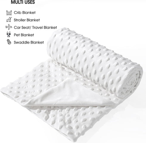 david's kids Minky Baby Blanket for Boys Girls Neutral, Soft Lightweight Micro Fleece Blanket with Double Layer, Dotted Backing, Breathable Receiv...