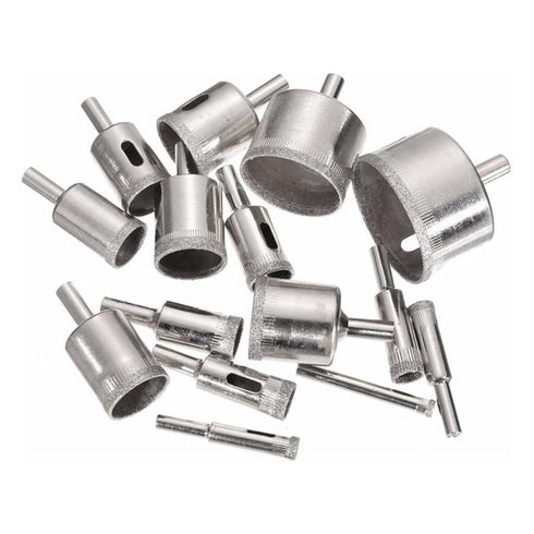 16PCS Diamond Hole Saw Drill Bits Set Kit for Ceramic, Premium Glass Drill Bit for Bottles,Pots, Marble, Granite Stone, Tile Cutting, 1/4 to 2 Inc...