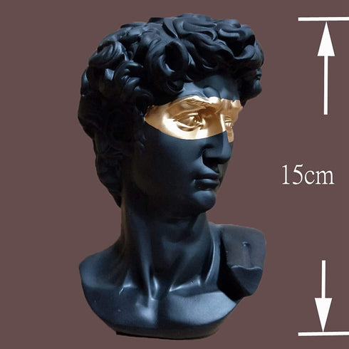 Taotenish Greek David Head Statue - Classic, Modern, Simple - Black Resin - 6" H x 6" W x 6" D - Home, Office Decor...