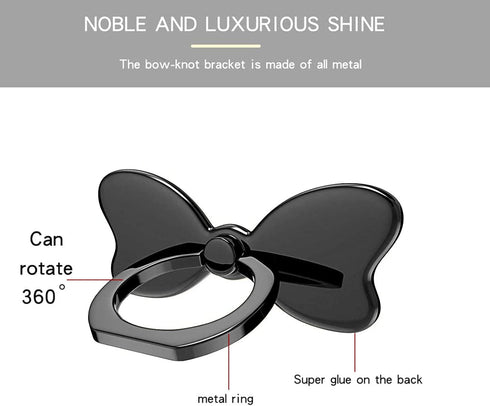 Cavdycidy Metal Butterfly Ring Holder for Cell Phone,Finger Ring Stability Holder Back Stand Car Mount Hook Kickstand Compatible with All Smartpho...