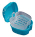Denture Bath Case Cup Box Holder Storage Soak Container with Strainer Basket for Travel Cleaning (Light Blue)...