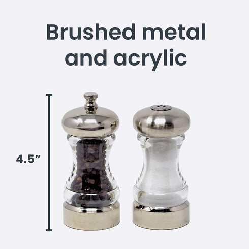 Olde Thompson 4.5" Monterey Acrylic Salt Shaker & Pepper Mill Set, Adjustable Pepper Grinder...