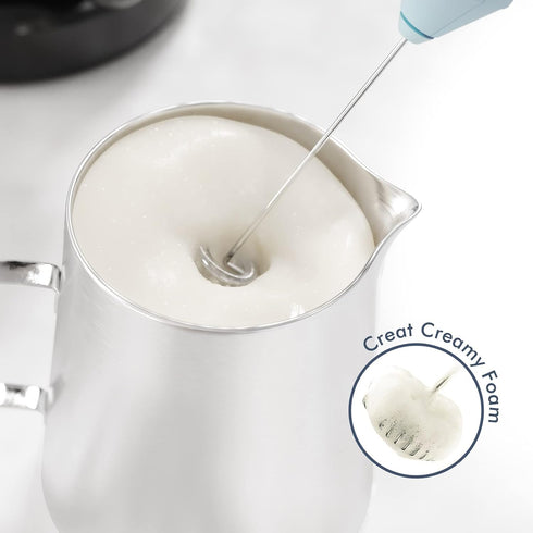 Powerful Milk Frother Handheld Foam Maker, Mini Whisk Drink Mixer for Coffee, Cappuccino, Latte, Matcha, Hot Chocolate, With Stand, North Light...