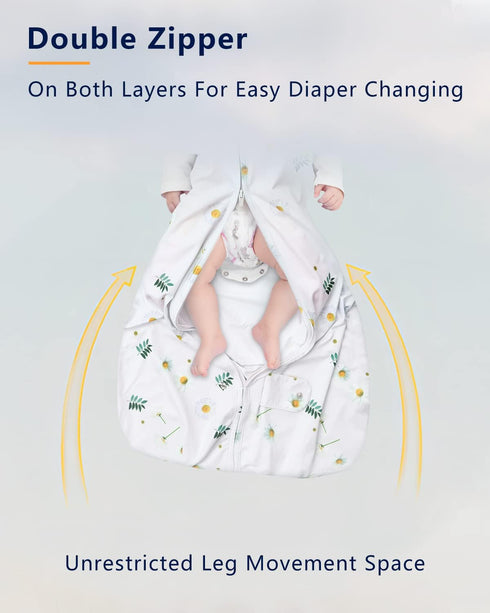 CocoCradle Baby Sleep Sacks Buttery Soft Swaddle Wearable Blanket for Toddlers' Sleeping Bags, 2-Way Safe Zippers 0.5TOG for Babies | S...