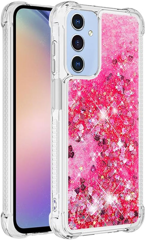 Case for Samsung Galaxy A15 5G Case Glitter Liquid Cute Clear Phone Case Floating Quicksand Shockproof Protective Bumper Soft TPU Case for Samsung...
