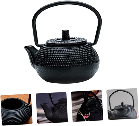 Hemoton cast iron teapot tea set retro metal coffee kettle simulation kitchen kettle cast iron tea kettle for stove top furniture iron boiling tea...