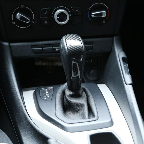 ABS Carbon Fiber Compatible with BMW E90 Carbon Fiber Pattern Gear Shift Knob Cover Trim, Carbon Fiber Style ABS Gear Shift Head Cover Compatible ...