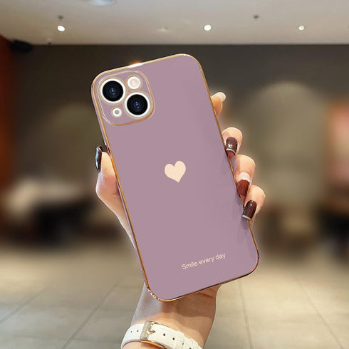 Teageo for iPhone 14 Case for Women Girl Cute Love Heart Luxury Electroplate Plating Soft Bling Back Cover Raised Full Camera Protection Bumper Si...