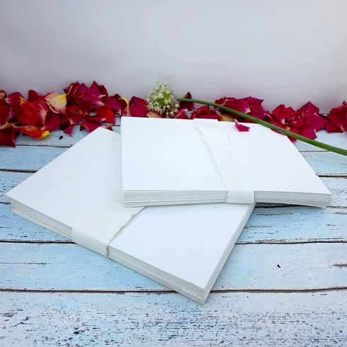 Deckle Papers 300gsm Thick Printer Friendly Handmade Paper Card Stock Printer Paper Size-8.3x11.7 Pack of-20 Ivory White...