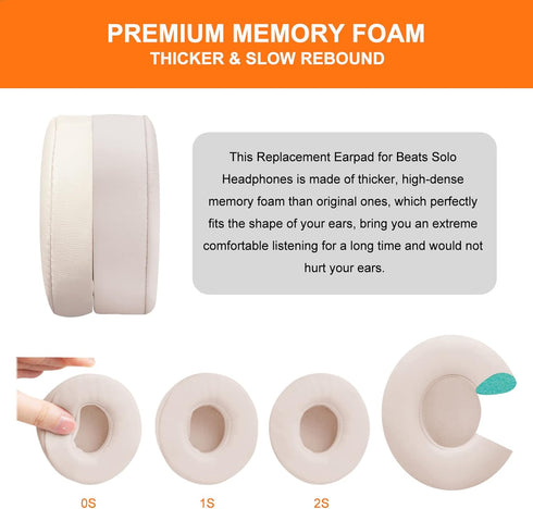 Ear Pads Replacement for Beats Solo 3 - GVOEARS Earpad Cushions Covers for Solo 2 Solo 3 Wired Wireless ON-Ear Headphones with Noise Isolation Mem...