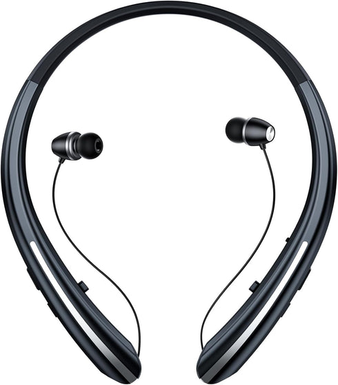 Bluetooth Headphones Retractable, Neckband Earbuds Wireless Headset Sports Noise Cancelling Stereo Earphones with Microphone Compatible with iPhon...