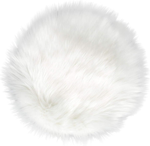 IVON 15.5'' White Round Faux Fur Rug, Fluffy Soft Rug Cushion for Chair, Background for Nail Desk Photos (1pcs White)...