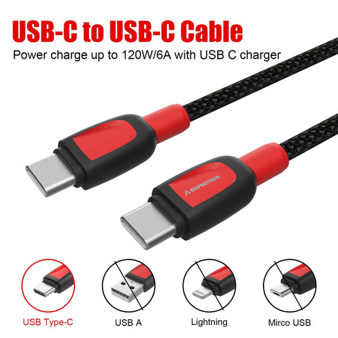 USB C to USB C Cable 120W 2-Pack, 6ft+10ft USB Type C Cable Fast Charging Compatible with Samsung S22/S22 ultra/S21/S20, MacBook Air/Pro iPad Mini...
