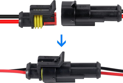 10 Pack 2 Pin Wire Connector 16 AWG Waterproof Automotive Electrical Connectors Deutsch Connector Male and Female Wire Connectors for Car Truck Bo...