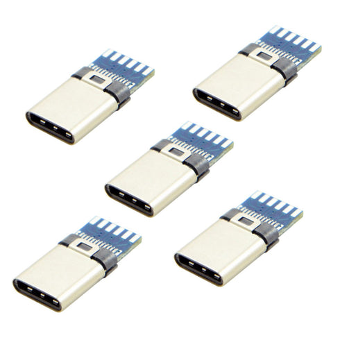 cablecc 5set DIY 24pin USB 3.1 Type C USB-C Male Plug Connector SMT Type with 3.5mm SR and Housing Cover White...