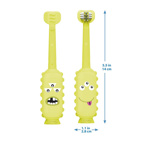 Dr. Brown's ToothScrubber Toddler Toothbrush, Triple-Sided Training Toothbrush with Suction Cup Base, Green, Baby Oral Care, Ages 1-4 Years...