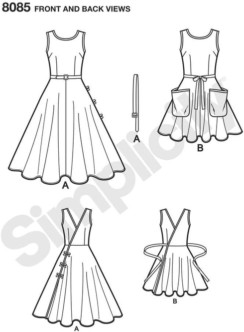 Simplicity 8085 1950's Vintage Fashion Women's Wrap Dress Sewing Patterns, Sizes 14-22...