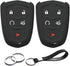 2pcs Compatible with Cadillac ATS CT6 CTS Escalade ESV SRX XT5 XTS XT4 XT6 CT4 Smart 5 Buttons Black Key Fob Cover Case Key Chain Protector Keyles...