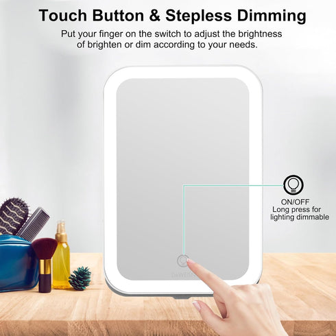 deweisn Rechargeable Travel Makeup Mirror with 60 LED Lights, Lighted Makeup Beauty Mirror,3 Color Lighting,360°Rotation Dimmable Touch Screen,Lig...