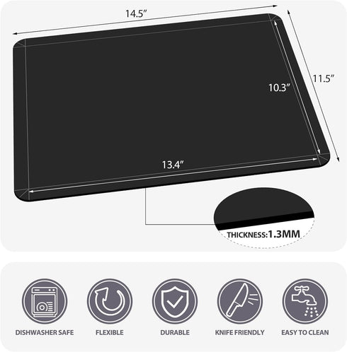 WK Extra Thick Foldable Cutting Boards with Lip, Flexible Plastic Cutting Board Mats for Kitchen, Black Cutting Boards for Meat, Nonslip Cutting M...