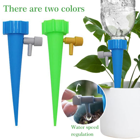 Drip Irrigation System Garden Watering System 12PCS Self Watering Spikes Devices Vacation Automatic Drip Irrigation Kits Adjustable Valve Plant Wa...
