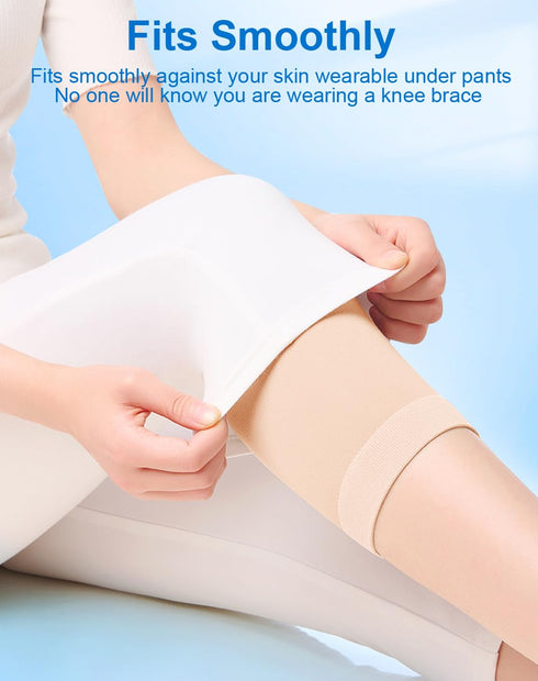 1 Pair Knee Compression Sleeves for Women & Men, Lightweight Thin Knee Sleeves for Knee Pain Relief, Knee Warmers Knee Brace Undersleeve Dancer Kn...