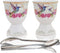 NobleEgg Egg Cups for Soft Boiled Eggs - Vintage Style Porcelain Egg Cups Holders, Authentic Egg Spoons, Stainless Steel...