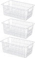 SANNO Large Freezer Baskets Metal Storage Organizer Bin Basket Wire Storage Basket for Kitchen Pantry Bathroom Set of 3 Large Metal Farmhouse Food...
