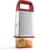 Spring Chef Professional Red 10" Parmesan Cheese Grater With Container, Stainless Steel & Soft Grip Handle, 4 Sided Kitchen Carrot Shredder, Handh...